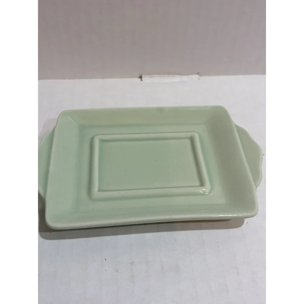 Biscuit Green Mini Ceramic Butter Dish w/ Lid Tray, Dishwasher/Microwave Safe